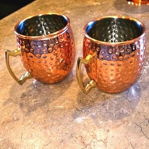 Two Moscow Mule copper mugs